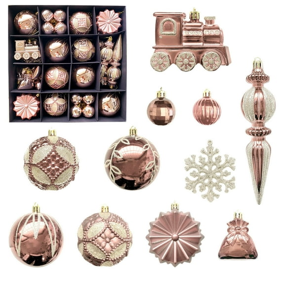 Fwttom 60pcs Christmas Ball Ornaments, Fashion Christmas Ornaments Ball for Xmas Tree, Shatterproof Christmas Balls for Party Wedding Christmas Decocrations Holiday Gifts