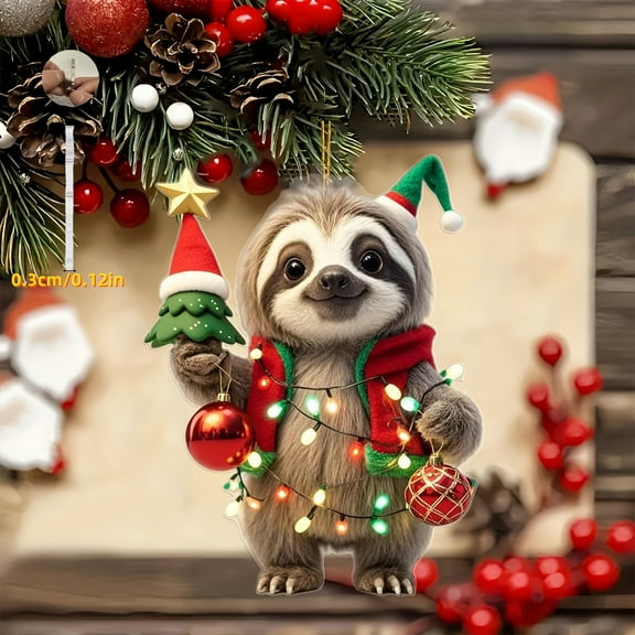 Fwttom Animal Christmas Tree Ornaments - Adorable Creatures 2D Flat Hanging Holiday Vacation Party Christmas Decorations, Lovely Gift for Family Friends