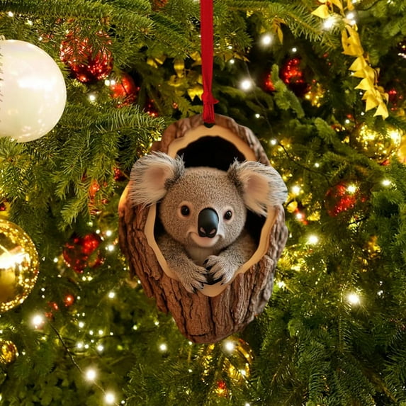 Fwttom Animal Christmas Tree Ornaments - Adorable Creatures 2D Flat Hanging Holiday Vacation Party Christmas Decorations, Lovely Gift for Family Friends
