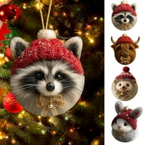 Fwttom Animal Christmas Tree Ornaments - Adorable Creatures 2D Flat Hanging Holiday Vacation Party Christmas Decorations, Lovely Gift for Family Friends