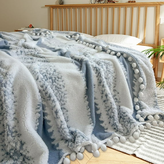 Fwttom Blankets And Throws, Double - Colored Jacquard Weave Fleece Throw Blanket for Couch, Cozy Blankets for Beds Office Sofa Car Winter Nap Warmth, 78.74 x 90.55"