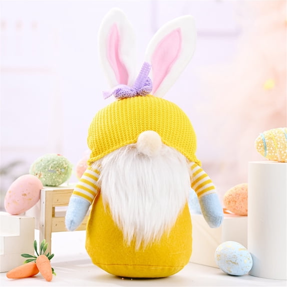 Fwttom Bunny Ear Easter Gnomes Handmade Faceless Spring Gnomes Decorations for Home Plush Tabletop Ornament