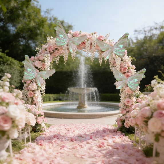 Fwttom Butterflys Outdoor Decor - Beautiful 3D Tulle Butterflies Courtyard Garden Wedding Birthday Valentines Day Decorations