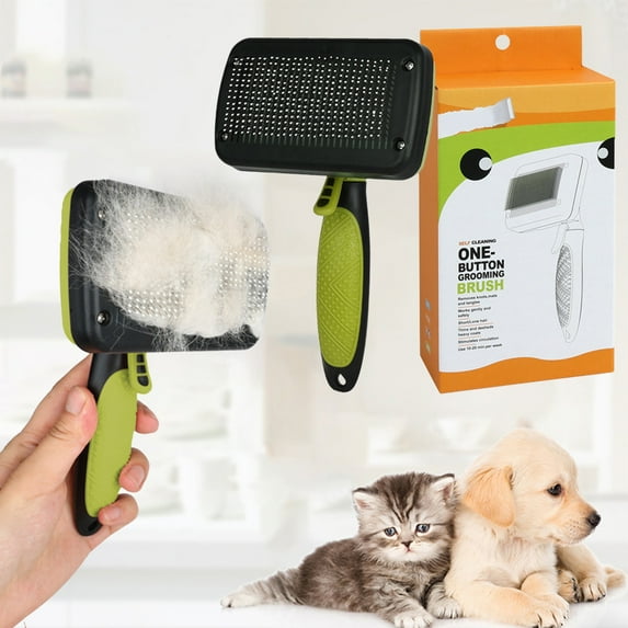 Fwttom Cat Brush for Shedding, Cat Comb Self Cleaning Needle Comb, Cat & Dog Pet Hair Brush for Detangling & Hair Removal, Cat Brushes for Indoor Cats & Dogs