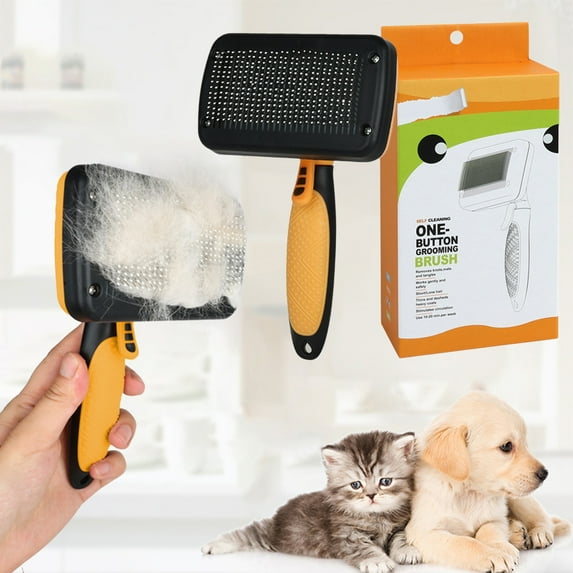 Fwttom Cat Brush for Shedding, Cat Comb Self Cleaning Needle Comb, Cat & Dog Pet Hair Brush for Detangling & Hair Removal, Cat Brushes for Indoor Cats & Dogs