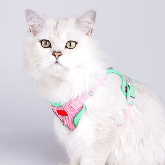 Fwttom Cat Harness and Leash, Pet Sleeveless Style Cat Leash Dog Leash for Small Dogs, Soft Breathable Cat Leash and Harness Set for Outdoor Daily Cats & Dog Walking