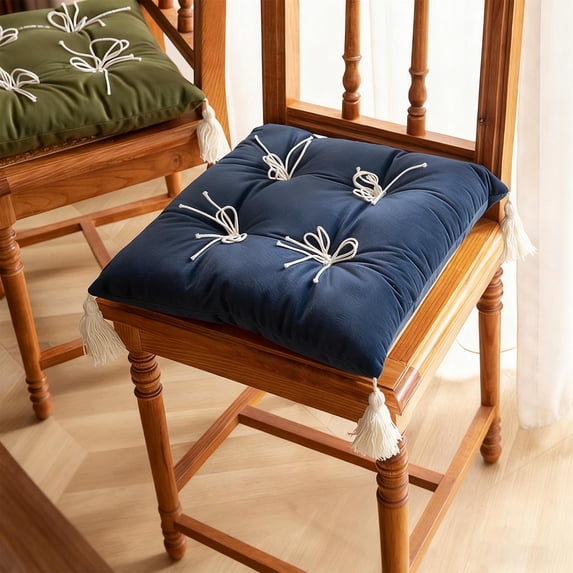 Fwttom Chair Cushions, Super Thicked Chair Pads with Bow Accent & Fringed Decoration, Soft Seat Cushions for Sofa Office Chairs, Home Pillow & Outdoor Camping, 16.92 x 16.92 in