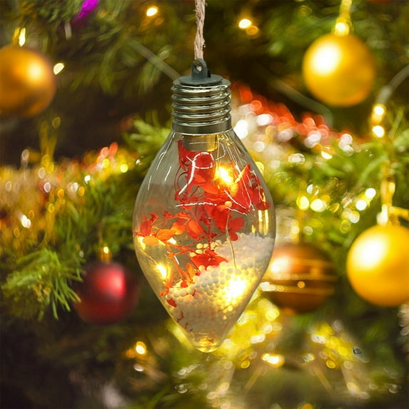 Fwttom Christmas Ball Ornaments, Transparent Glowing Hydrangea Christmas Tree Decorations with Led Lights, Christmas Balls for Xmas Tree, Party Decor & Holiday Gifts