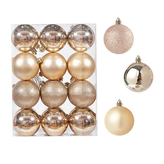 Fwttom Christmas Balls Ornaments, 24 pcs Electroplated Colored Shatterproof Christmas Ornaments Set, Holiday Christmas Shatterproof Ball for Xmas Tree, Party & Home Hanging Decor
