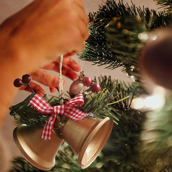 Fwttom Christmas Bells - 2 Pcs Hanging Bells Ornaments Holiday Christmas Bells for Decorations Indoor Outdoor Xmas Tree Wreath Garland