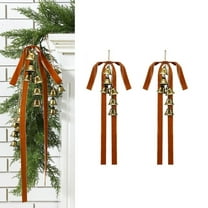 Fwttom Christmas Bells Bow Decor - 2 Pcs Large Metal Hanging Bells Ornaments Holiday Christmas Bows Party Birthday Decorations Bells for Indoor Outdoor Xmas Tree Wreath Garland