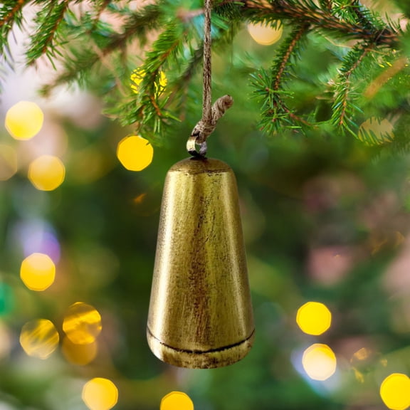 Fwttom Christmas Bells Christmas Tree Decorations, Brass Cow Shabby Style Bells Christmas Decor, Holiday Hanging Giant Cow Christmas Bells for Party Decoration, 3.9 x 2.36 Inches