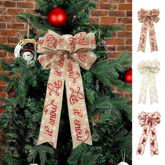 Fwttom Christmas Bows, 15.74" x 9.84" Stiff Shape Large Christmas Tree Bows, Holiday Theme Christmas Bows for Tree, Wedding, Windows, Home Christmas Ornaments