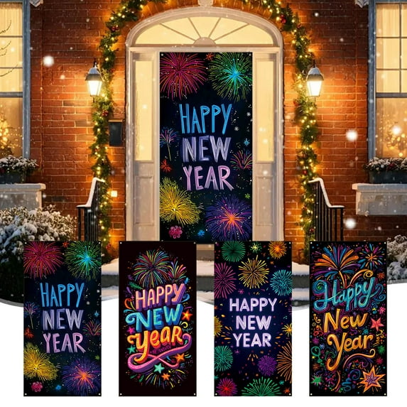 Fwttom Christmas Door Cover - Fabric Welcome Door Curtains, Party Holidays Christmas Decoration Door Covers for Front Door, 70.8" x 35.4"