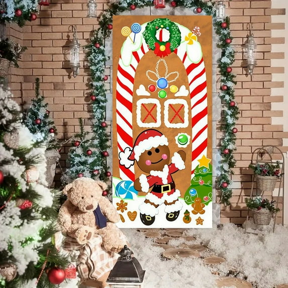 Fwttom Christmas Door Covers, Christmas Door Decorations Entrance Background Christmas Front Door Cover, Christmas Door Covers for Front Door, Holiday & Home Party Decor