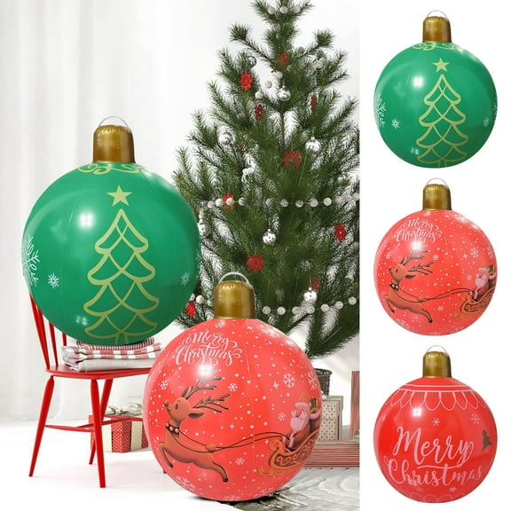 Fwttom Christmas Inflatables, 26" Inflatable Christmas Decorations Theme Xmas Balls, Large Christmas Inflatable Outdoor Decoration for Garden, Patio, Yard, Holiday, Party
