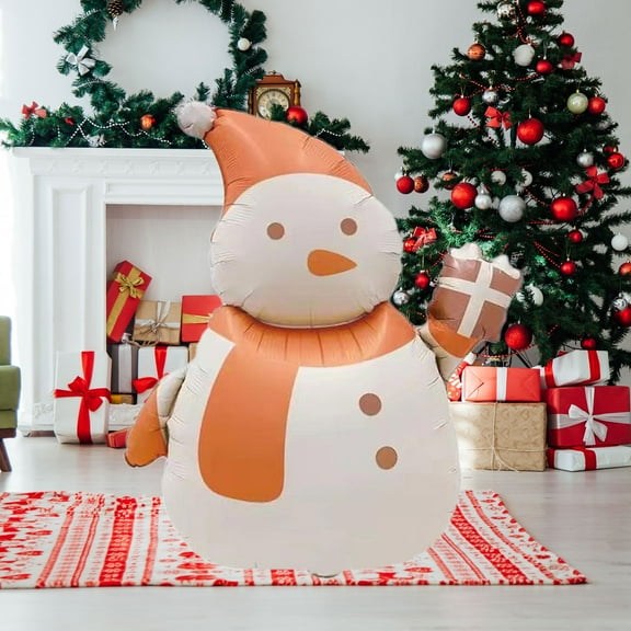 Fwttom Christmas Inflatables 3D Large Standing Snowman Balloon - Aluminum Film Christmas Decorations Outdoor Indoor for Xmas Holiday Party Supplies Balloons