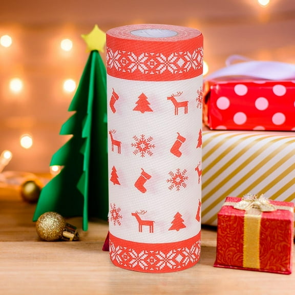 Fwttom Christmas Kitchen Paper Towels, Christmas Print Kitchens Paper Absorbent Oil Absorbent Holiday Party Kitchens Towel Paper Christmas Decorations for Home