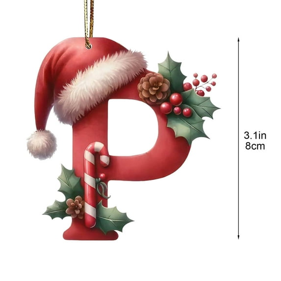 Fwttom Christmas Letter Ornaments - Exquisite Acrylic Hanging Personalized Christmas Ornaments, Holiday Party Decor for Xmas Tree Garland Wreath, 3.1 inch, Red