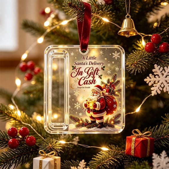 Fwttom Christmas Money Holders for Cash Acrylic Christmas Tree Decorations Holiday Hanging Cash Gift Ornaments for Xmas Tree Home Decor