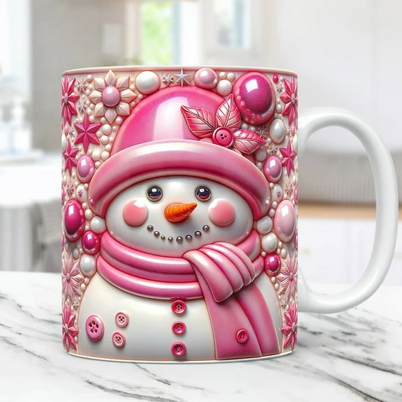 Fwttom Christmas Mugs - Ceramics Christmas Coffee Mugs with Adorable 3D Patterns, Exquisite Coffee Cups Xmas Holiday Gifts for Family Friends