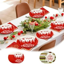 Fwttom Christmas Paper Plates, Red Christmas Plates Disposable, Christmas Themed Dinner Plates Tableware for Xmas Decorations, Holiday & Party Supplies, 10 pcs