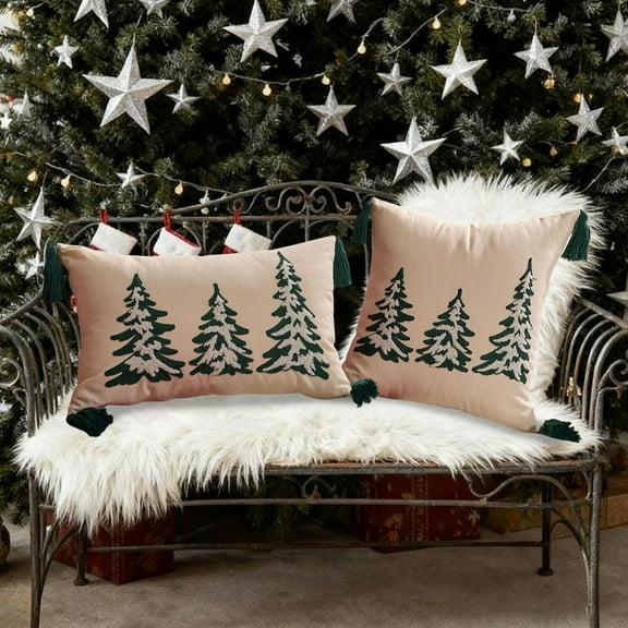 Fwttom Christmas Pillow Covers, Embroidery Christmas Throw Pillow, Christmas Pillows Decorative Covers Cushion Cover Holiday Products Home Decoration