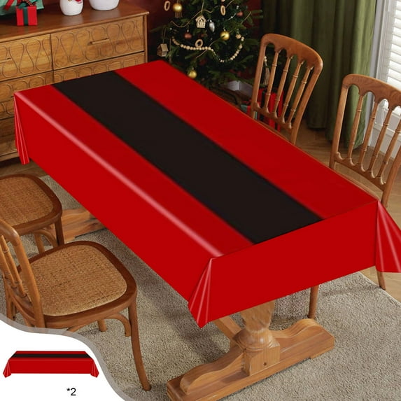 Fwttom Christmas Plastic Table Cloth Disposable, Table Cloth Rectangle Table with Santa Claus Pattern, Table Cloth for Xmas Tableware Party Supplies, 2 pcs