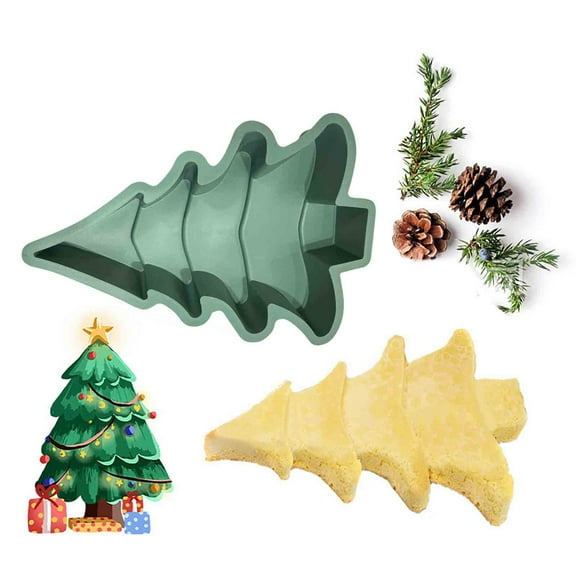 Fwttom Christmas Silicone Muffin Pans for Baking, Non-stick Silicone Baking Pan, Christmas Tree Shape Flexible Silicone Baking Mold for Cake, Cookies, Pies & Brownies