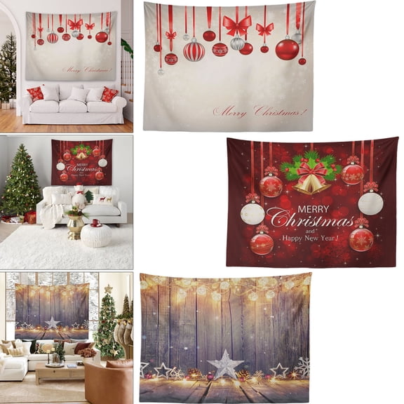 Fwttom Christmas Tapestry Wall Hanging - Aesthetic Christmas Ball Ornaments Scene Velvet Wall Tapestry for Bedroom, Living Room, Dorm, Cute Bedroom Decor, 59" x 51"