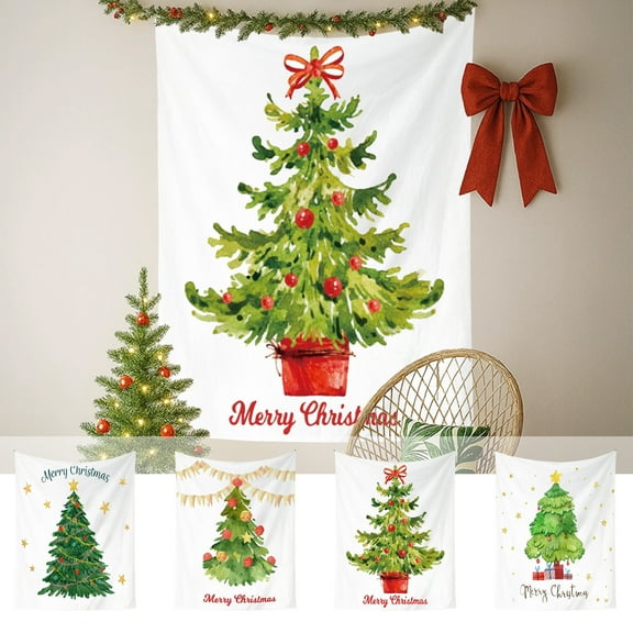 Fwttom Christmas Tapestry Wall Hanging - Aesthetic Christmas Tree Decorations Wall Tapestry for Bedroom, Living Room, Dorm, Cute Bedroom Decor, 39" x 27"