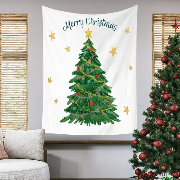 Fwttom Christmas Tapestry Wall Hanging - Aesthetic Christmas Tree Decorations Wall Tapestry for Bedroom, Living Room, Dorm, Cute Bedroom Decor, 39" x 27"