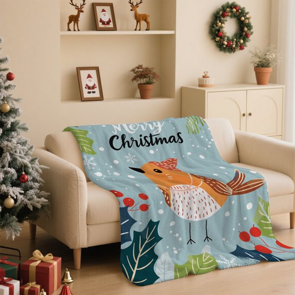 Fwttom Christmas Throw Blanket for Couch - Christmas Themed Sofa Blanket Nap Cover Christmas Decorations Indoor, 51 x 39 inch