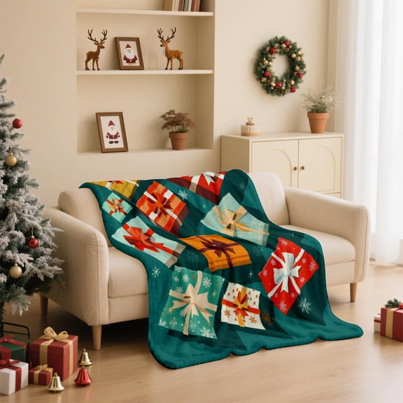 Fwttom Christmas Throw Blanket for Couch - Christmas Themed Sofa Blanket Nap Cover Christmas Decorations Indoor, 51 x 39 inch