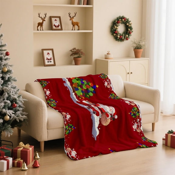 Fwttom Christmas Throw Blanket for Couch - Christmas Themed Sofa Blanket Nap Cover Christmas Decorations Indoor, 51 x 39 inch