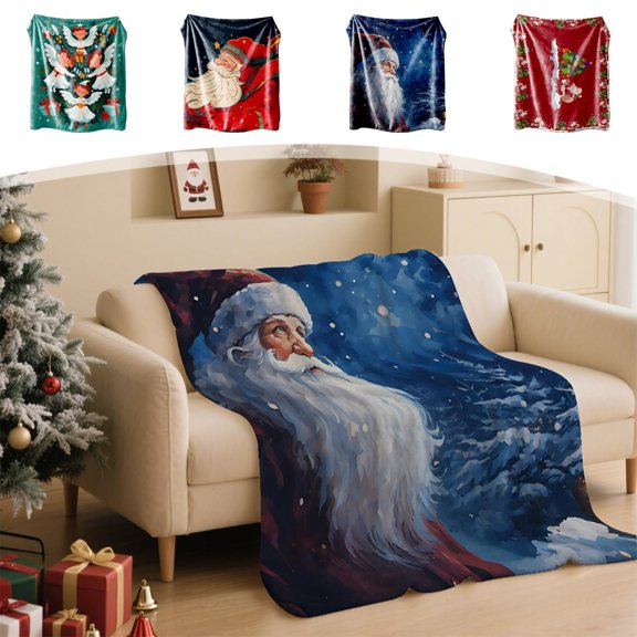 Fwttom Christmas Throw Blanket for Couch - Christmas Themed Sofa Blanket Nap Cover Christmas Decorations Indoor, 51 x 39 inch