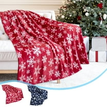 Fwttom Christmas Throw Blanket for Couch, Red Snowflake Christmas Blanket Red Print Soft Warm Nap Blanket Suitable For Sofa Bed Camping Festival