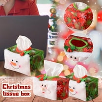 Fwttom Christmas Tissue Box Cover, Cute Apple-Design Kleenex Tissues Boxes, Kleenex Tissues Cube Boxes for Christmas Decoration Desktop Ornament Tissue Set