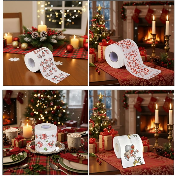 Fwttom Christmas Toilet Paper Rolll Two-layer Christmas Toilet Roll Toilet Tissue, Colorful Personalized Paper Towel for Bathroom Tissue