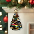 thumbnail image 1 of Fwttom Christmas Tree Decorations, Holiday Book Tree Shaped Christmas Tree Ornaments, Colorful Design Hanging Christmas Decorations for Wall, Door, Christmas Party Decorations, 1 of 8