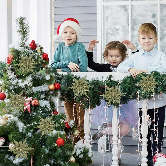 Fwttom Christmas Tree Decorations Snowflake Decorations, Christmas Flash Pendant Decoration Christmas Tree Ornaments, Snowflakes Pendant for Xmas Tree, Holiday Party Decor