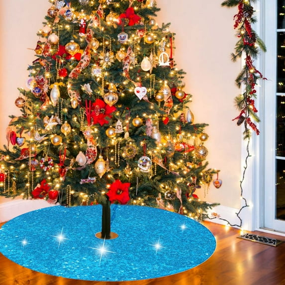 Fwttom Christmas Tree Skirt 24 Inch, Sequin Velvet Tree Skirts Vintage Xmas Tree Skirt Cover - Christmas Tree Decorations for Xmas, Holiday, Wedding, Party, Christmas Ornaments