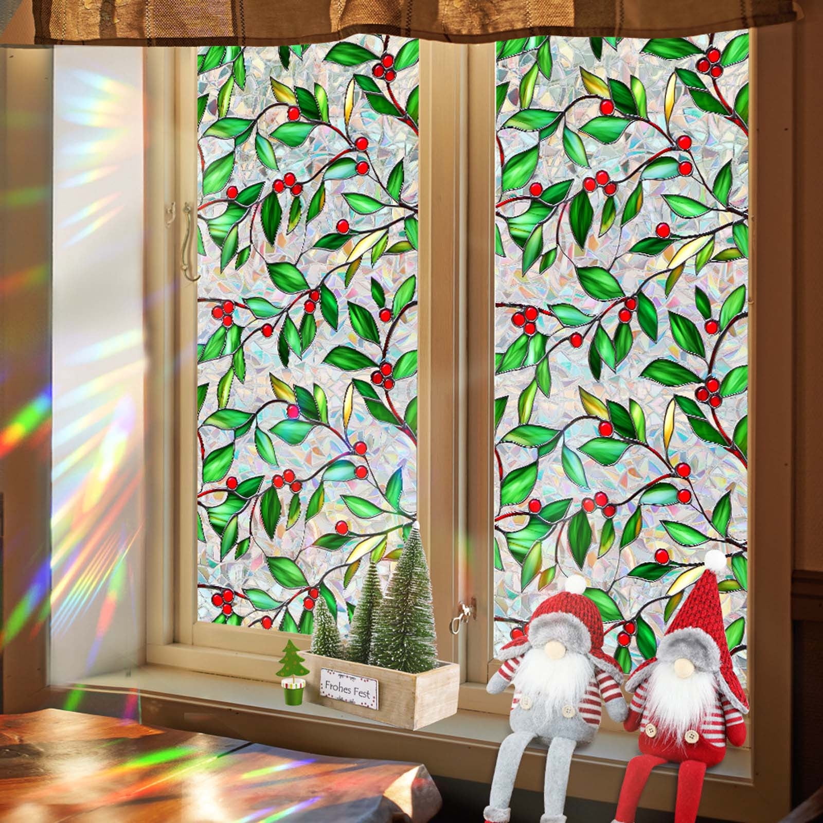 Fwttom Christmas Window Clings, Electrostatic Sticker PVC Double-sided