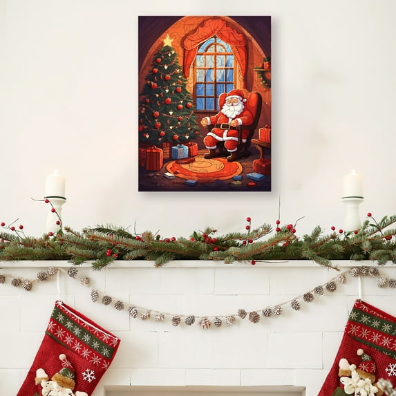 Fwttom Christmas Wooden Jigsaw Puzzle - Three-Dimensional Irregular-Shaped Santa Claus Christmas Decorations, 15 x 13 x 5.1cm