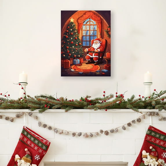 Fwttom Christmas Wooden Jigsaw Puzzle - Three-Dimensional Irregular-Shaped Santa Claus Christmas Decorations, 15 x 13 x 5.1cm