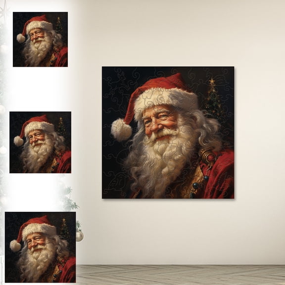 Fwttom Christmas Wooden Jigsaw Puzzle - Three-Dimensional Irregular-Shaped Santa Claus Christmas Decorations, 18 x 14 x 5cm