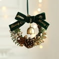 thumbnail image 1 of Fwttom Christmas Wreath, Christmas Decorations Mini Wreaths with Christmas Bow Bells Pine Cones, Holiday Small Wreaths for Kitchen Cabinets, Windows, Xmas Tree, 1 of 6