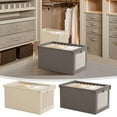 thumbnail image 1 of Fwttom Cloth Storage Bins with Lids, Stackable Storage Containers with Visible Window, Fabric Box for Home Clothes Pillows Quilts, Beige, 1 of 7