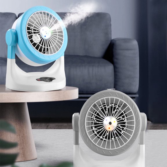 Fwttom Cooling Fan - Quiet USB Small Humidifier Cooling Desk Fan with Colorful Lights, 3 Speeds Portable Air Conditioning Fan, Fans That Blow Cold Air, Standing Fan for Bedroom Home Office
