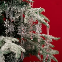 Fwttom Crystal Ornaments 6 Piece - Christmas Tree Decoration Acrylic Hanging Snowflakes Decorations, Icicle Drop Glass Christmas Ornaments for Winter, Holidays, Xmas, Festivals
